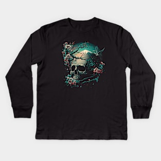 skull illustration Kids Long Sleeve T-Shirt